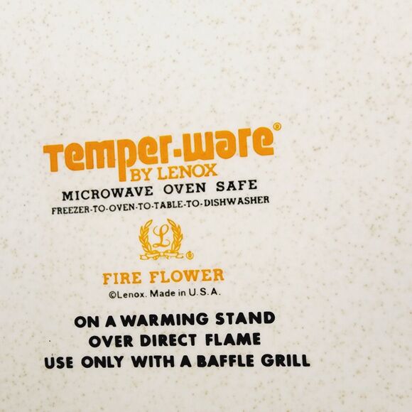 Vintage Orange Poppy Fire Flower Temper-Ware Lenox Casserole Lid Stand 1970s Mod - Picture 8 of 11